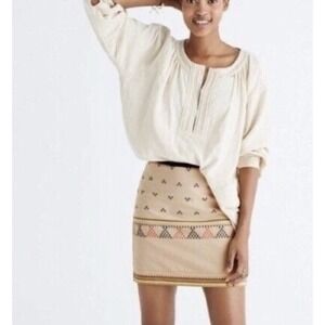 Madewell Womens Gamine Mini Skirt in Triangle Jacquard Tribal Aztec Boho SZ 2